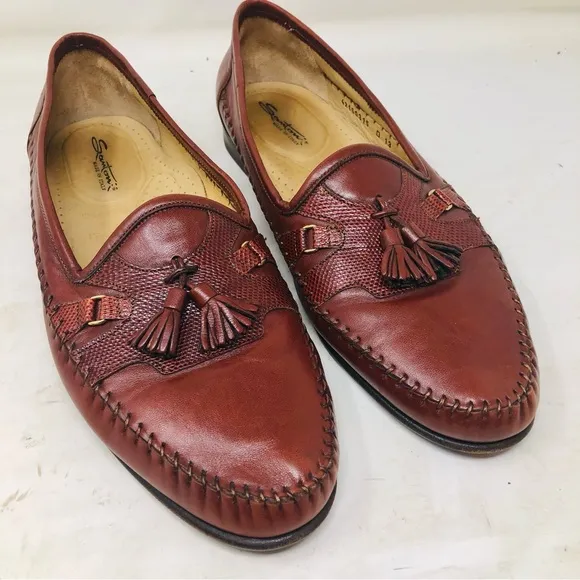 Santoni Tasseled Whipstitched Loafers Italy