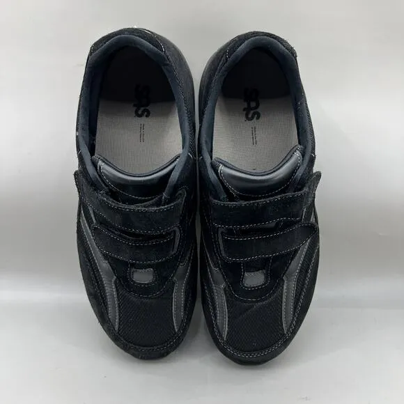 SAS JV Mesh Sneakers Men Size 12.5 WW Wide Black Suede Hook &amp; Loop Comfort Shoes