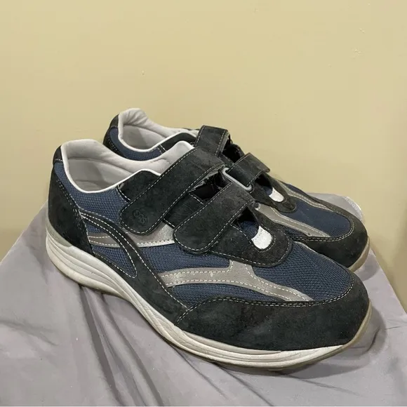 SAS JV Mesh Stabilizer Leather Sneakers, Grey   Blue, Men's 13 WW Wide No Insole