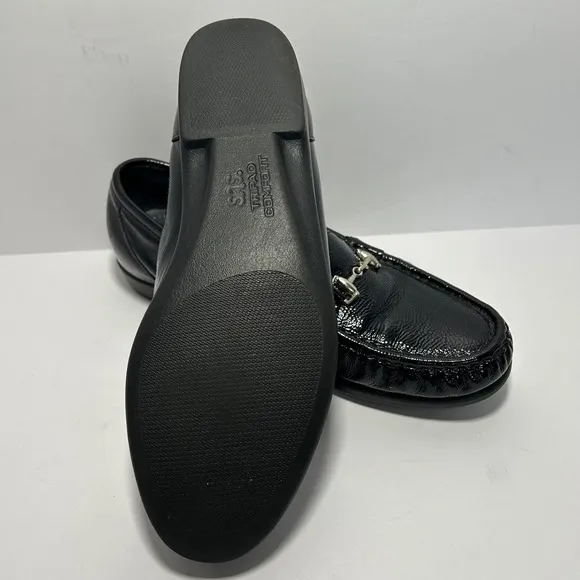 SAS Patent Leather Black Slip on Comfort Loafers size 9 Wide