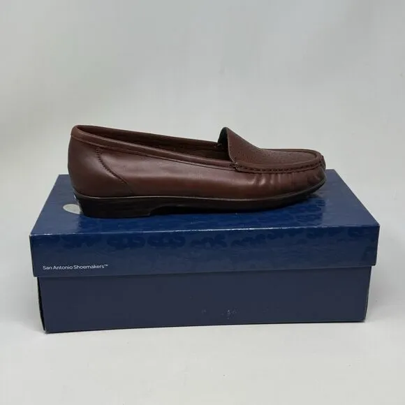 SAS Savvy Loafers Womens 7.5 N Narrow Brown Leather Casual Office Slip On Shoes