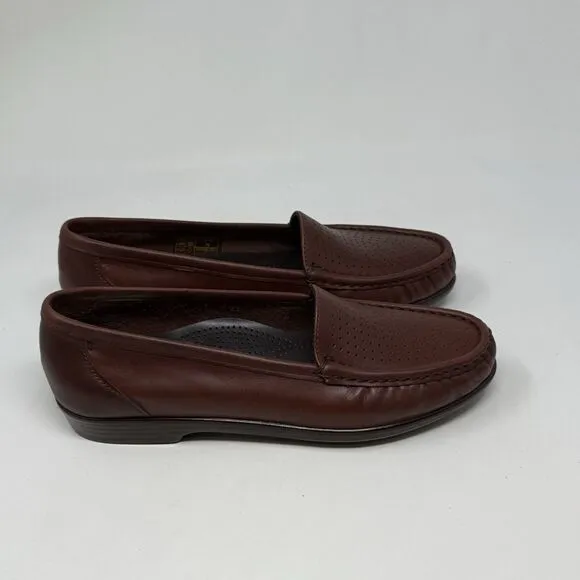SAS Savvy Loafers Womens 7.5 N Narrow Brown Leather Casual Office Slip On Shoes