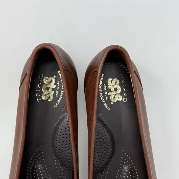SAS Savvy Loafers Womens 7.5 N Narrow Brown Leather Casual Office Slip On Shoes