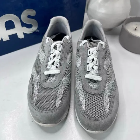 SAS Tour Mesh Lace Up Sneakers Comfort Shoe Plata Mix Gray Women 7.5N Tried On