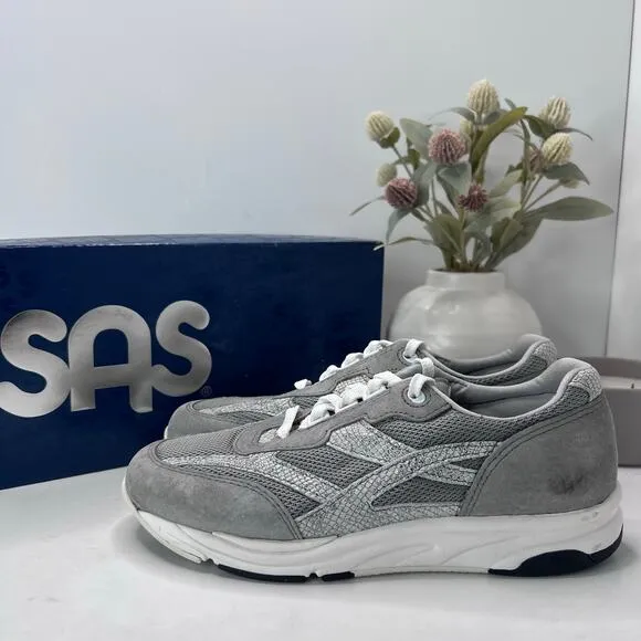 SAS Tour Mesh Lace Up Sneakers Comfort Shoe Plata Mix Gray Women 7.5N Tried On