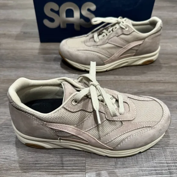 SAS Tour Mesh Taupe Pink Suede Comfort Ortho Walking Sneakers