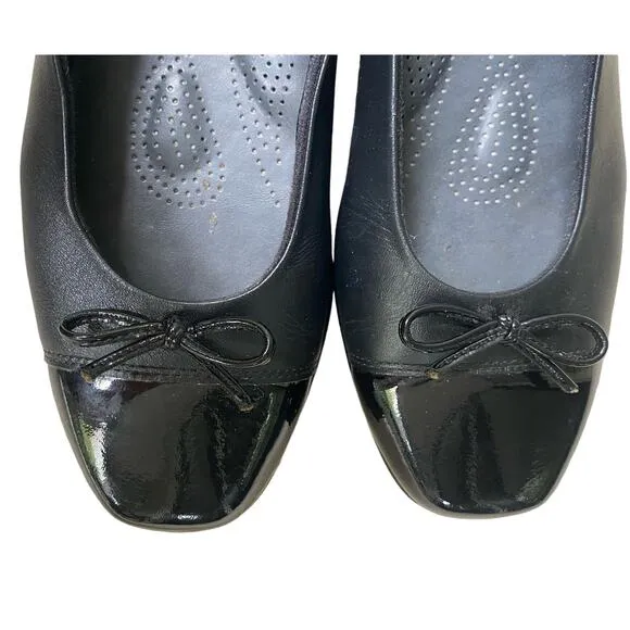 SAS Tripad Coco Ballet Flat Size 8 Black Leather Bow Academia Twee Y2K Comfort