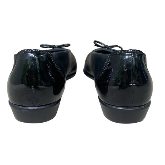 SAS Tripad Coco Ballet Flat Size 8 Black Leather Bow Academia Twee Y2K Comfort
