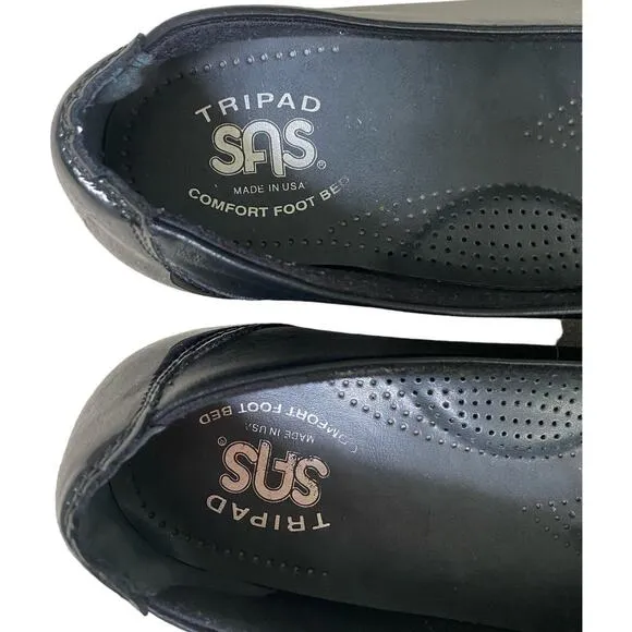 SAS Tripad Coco Ballet Flat Size 8 Black Leather Bow Academia Twee Y2K Comfort
