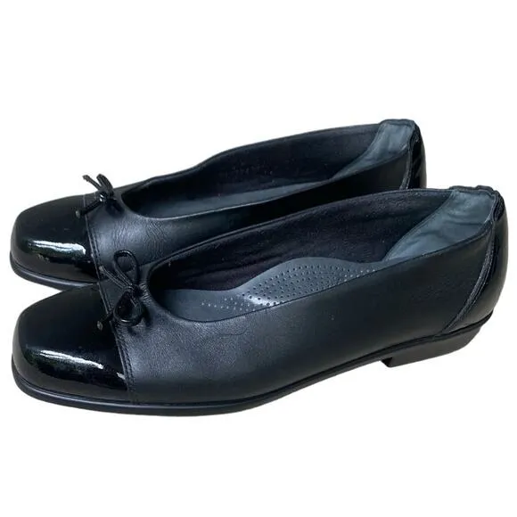 SAS Tripad Coco Ballet Flat Size 8 Black Leather Bow Academia Twee Y2K Comfort