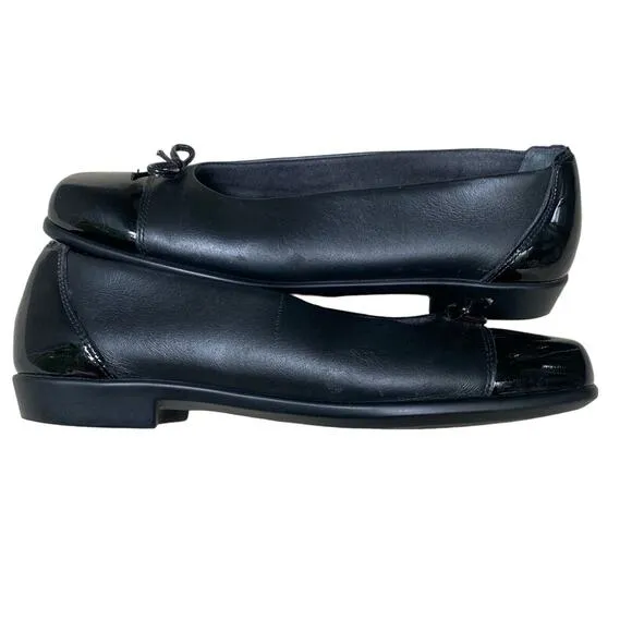 SAS Tripad Coco Ballet Flat Size 8 Black Leather Bow Academia Twee Y2K Comfort
