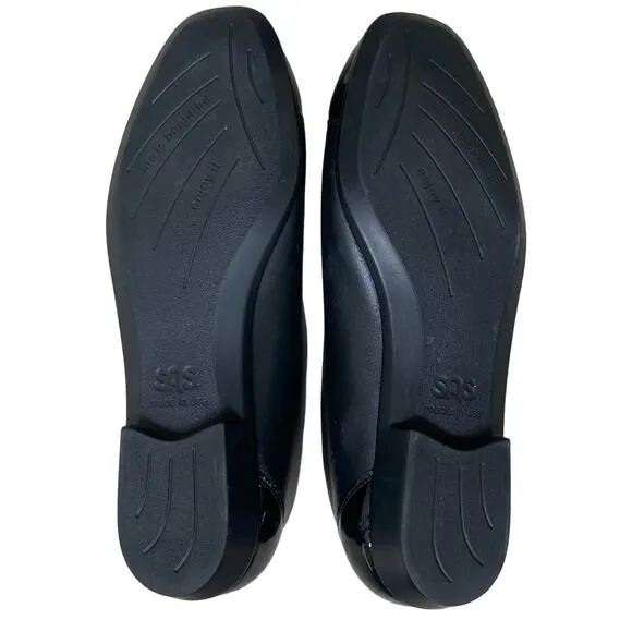 SAS Tripad Coco Ballet Flat Size 8 Black Leather Bow Academia Twee Y2K Comfort