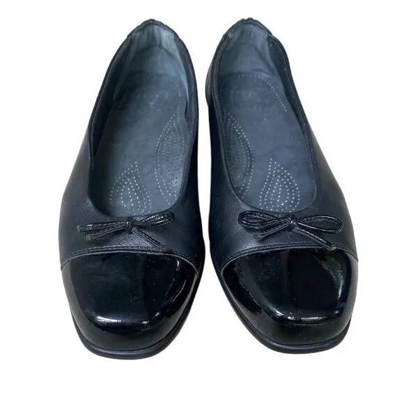 SAS Tripad Coco Ballet Flat Size 8 Black Leather Bow Academia Twee Y2K Comfort