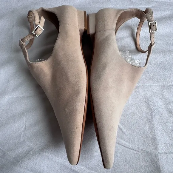 SCHUTZ flats shoe ankle strap pointed toe blush color leather Brazil block heel