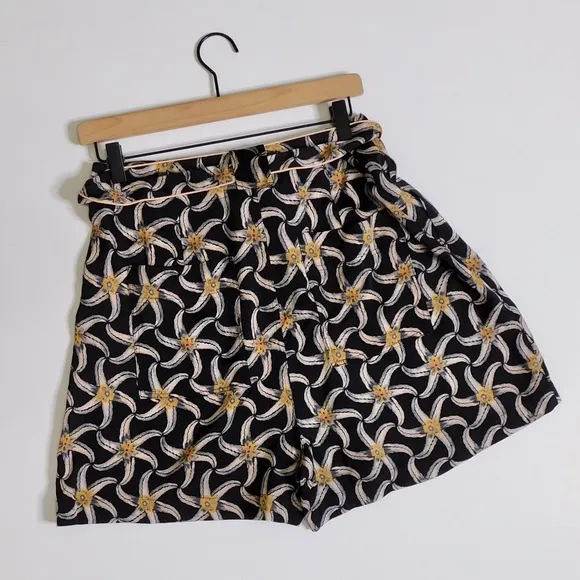 SCOTCH &amp; SODA Maison Scotch Black Starfish Sun Ray Printed Belted Shorts Large