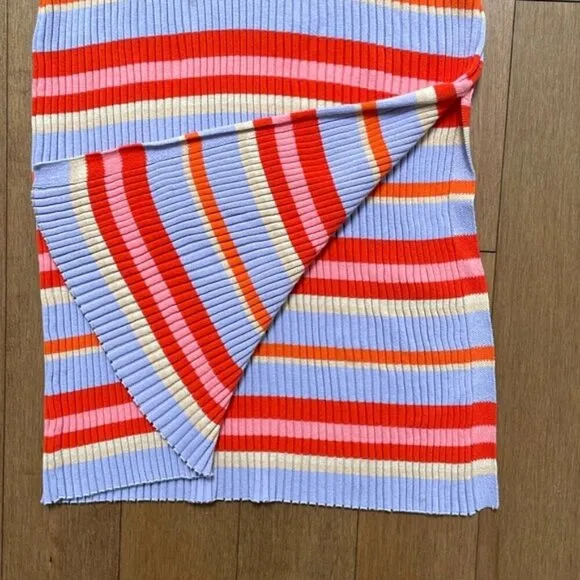 Seafolly Sundancer Midi Dress Ribbed Knit CoverUp Sleeveless Striped Red Small S