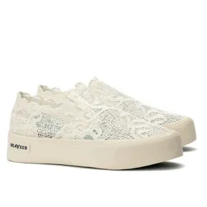 SeaVees Baja Platform Lace Slip on Sneakers Cream 8.5