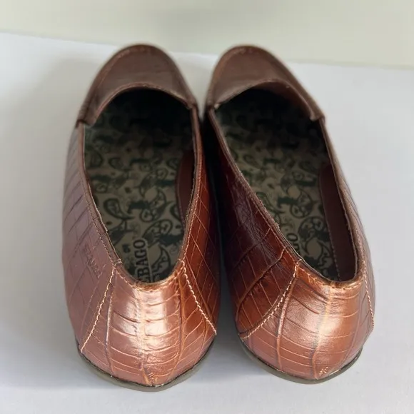 Sebago Loafers Brown Leather Moc Croc Women's Size 7 timeless Classic Preppy