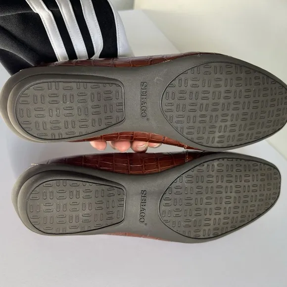 Sebago Loafers Brown Leather Moc Croc Women's Size 7 timeless Classic Preppy