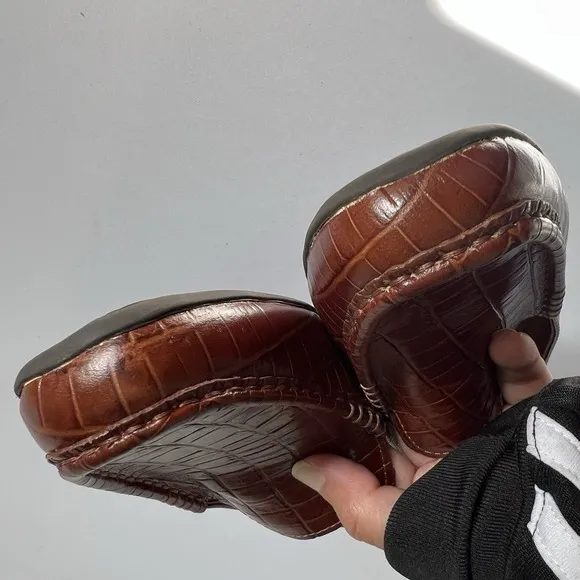 Sebago Loafers Brown Leather Moc Croc Women's Size 7 timeless Classic Preppy