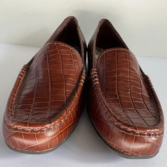 Sebago Loafers Brown Leather Moc Croc Women's Size 7 timeless Classic Preppy
