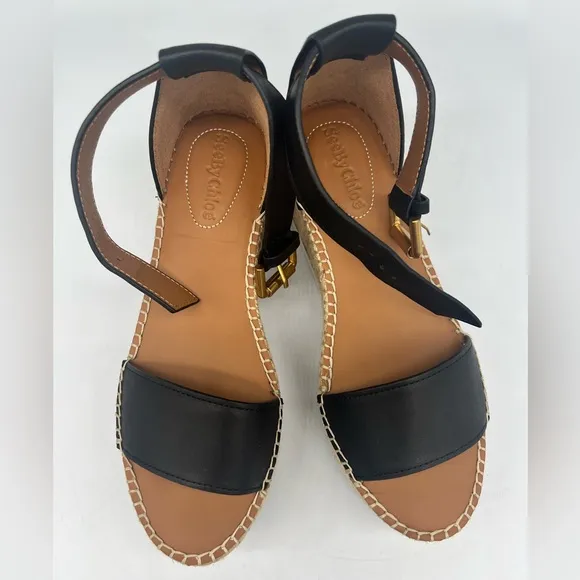 SEE BY CHLOE BLACK GLYN FLATFORM ESPADRILLES