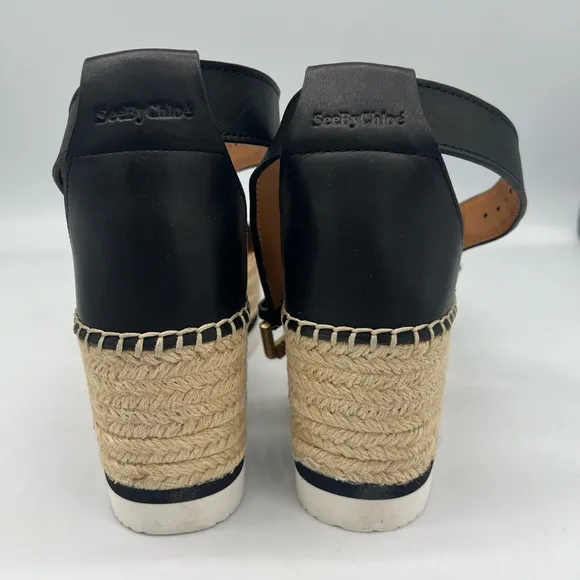 SEE BY CHLOE BLACK GLYN FLATFORM ESPADRILLES