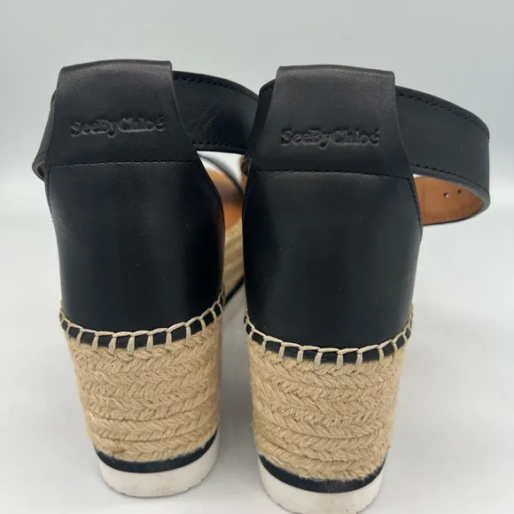 SEE BY CHLOE BLACK GLYN FLATFORM ESPADRILLES