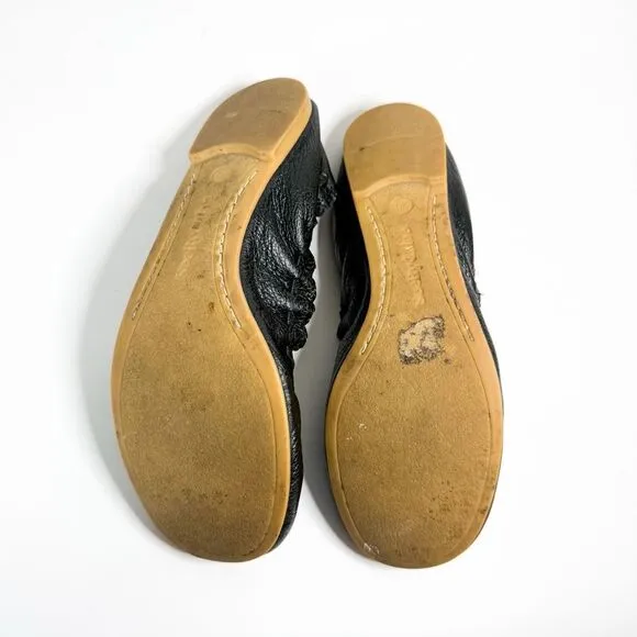 See by Chloé Women's Black Leather Scrunched Ballet Flats EU 36 / US 6