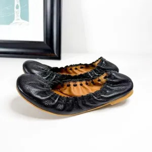 See by Chloé Women's Black Leather Scrunched Ballet Flats EU 36 / US 6