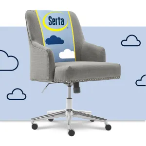Serta Leighton Mid-Back Office Chair with Chrome Nailheads, Memory Foam Cushion, Padded Armrests Serta Upholstery Color: Medium Gray