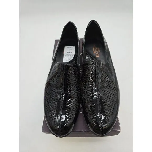 Sesto Meucci Womens Black Patent Leather Slip-On Perforated Loafers Size 9.5B