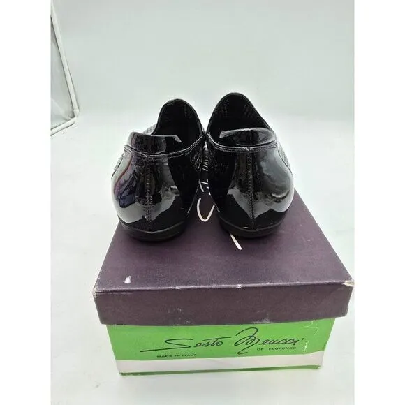 Sesto Meucci Womens Black Patent Leather Slip-On Perforated Loafers Size 9.5B