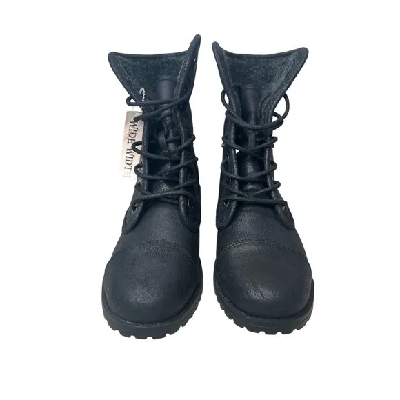 Seychelles Womens Black Faux Fur Lined Combat Boots Size 8W