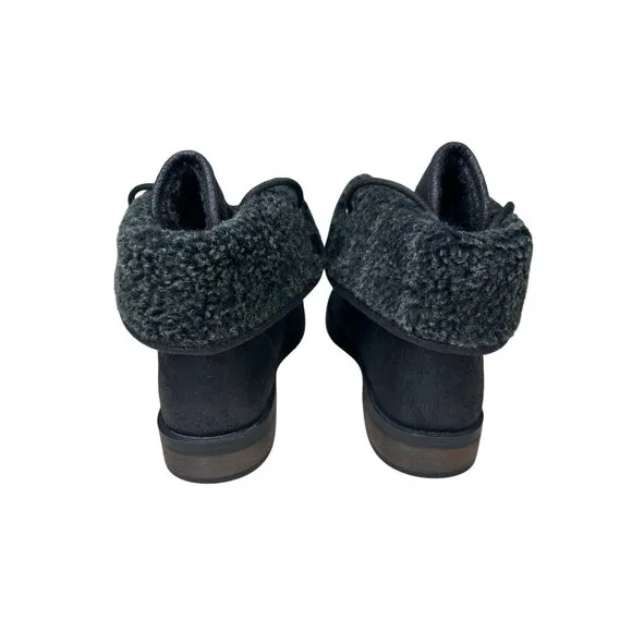 Seychelles Womens Black Faux Fur Lined Combat Boots Size 8W