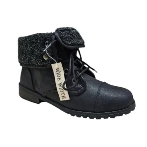 Seychelles Womens Black Faux Fur Lined Combat Boots Size 8W