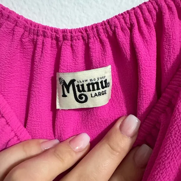 Show Me You Mumu women’s hot pink mini dress off the shoulder size large ruffle