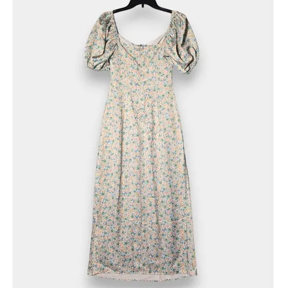 SIGNIFICANT OTHER Katie Floral Puff Sleeve Midi Dress in Bluebell Posie NWT $236