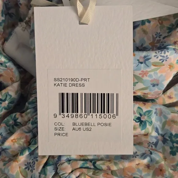 SIGNIFICANT OTHER Katie Floral Puff Sleeve Midi Dress in Bluebell Posie NWT $236