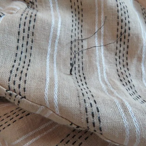 SIGNIFICANT OTHER Petra Linen Blend Cutout Maxi Dress in Almond Black Stripe