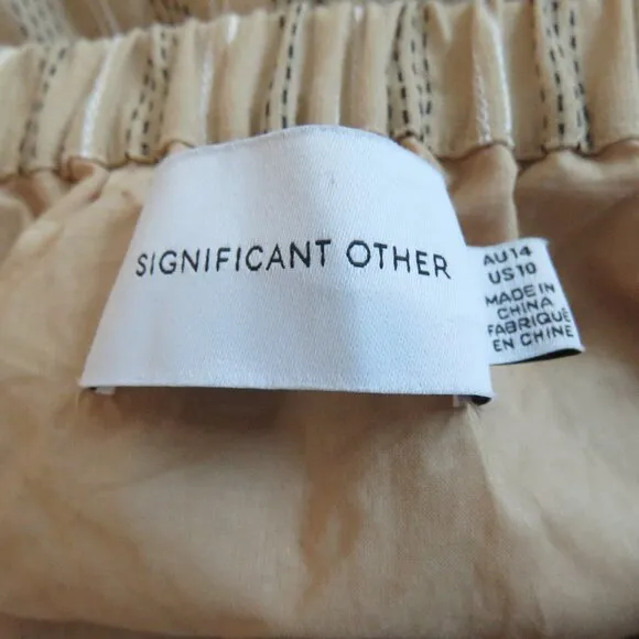SIGNIFICANT OTHER Petra Linen Blend Cutout Maxi Dress in Almond Black Stripe