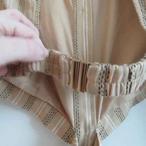 SIGNIFICANT OTHER Petra Linen Blend Cutout Maxi Dress in Almond Black Stripe