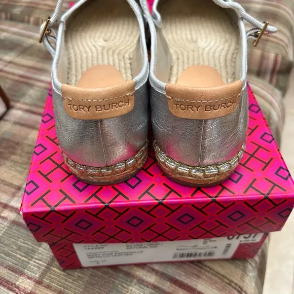 Silver Espadrille Flats