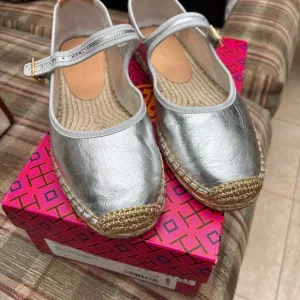 Silver Espadrille Flats