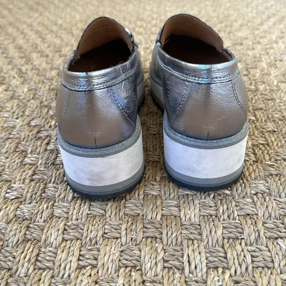 Silver Leather Platform Loafers By Johnston And Murphy