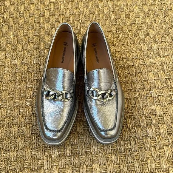 Silver Leather Platform Loafers By Johnston And Murphy