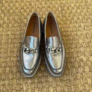 Silver Leather Platform Loafers By Johnston And Murphy