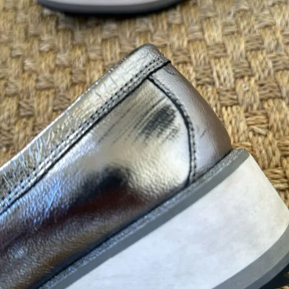 Silver Leather Platform Loafers By Johnston And Murphy