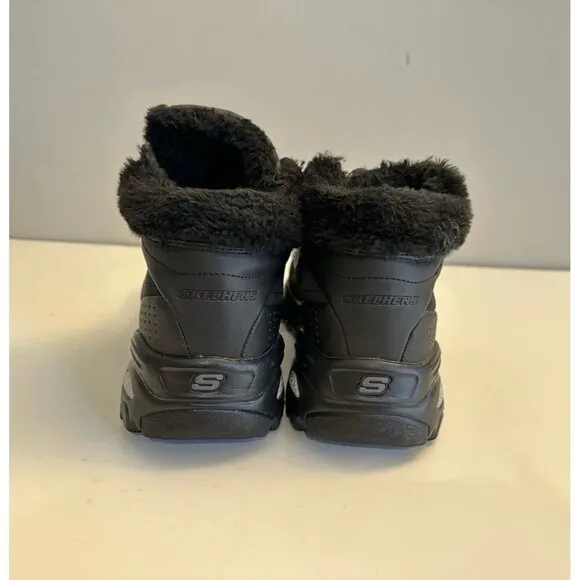Skechers D'lites Gleeful (Style: 48813) Ankle BOOTS Black Fur Lined Size 9.5 US