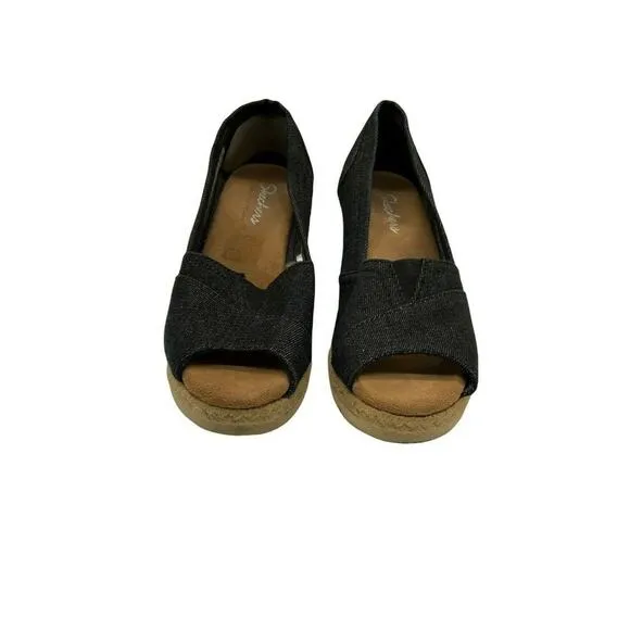Skechers Memory Foam Shoes Women's Size 9 Wedges Open Toe Slip On Espadrilles